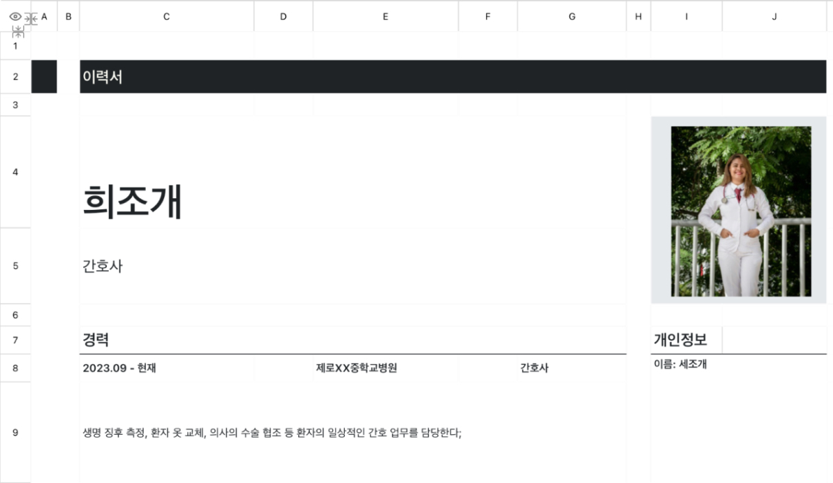 간호사 이력서 1